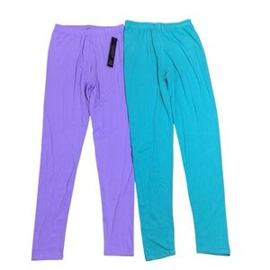 Leggings Depot (2) Pair Leggings One Size Buttery Soft Lilac Turquoise NWT